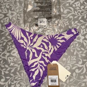 Billabong Purple and Cream Bikini Bottom